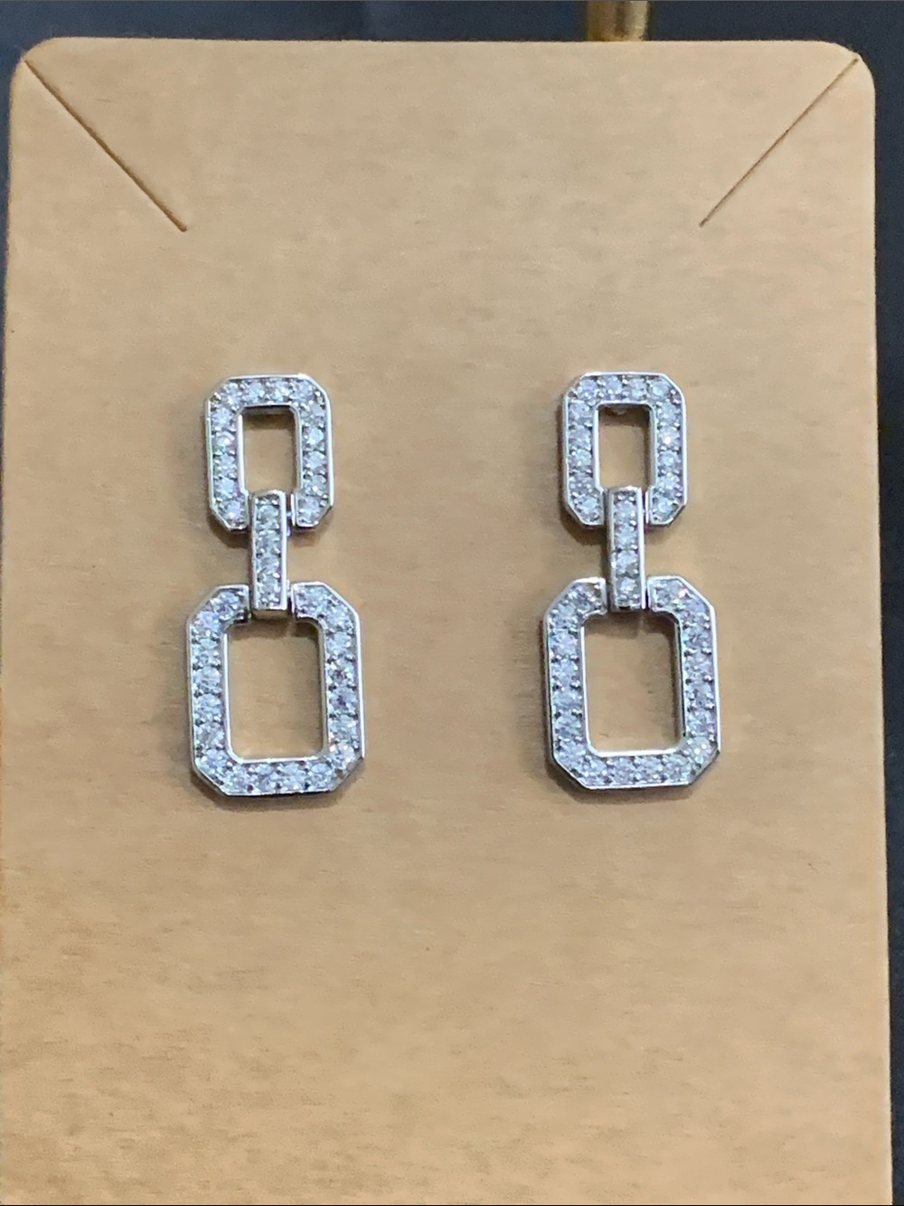 NWT silver tone CZ link earrings